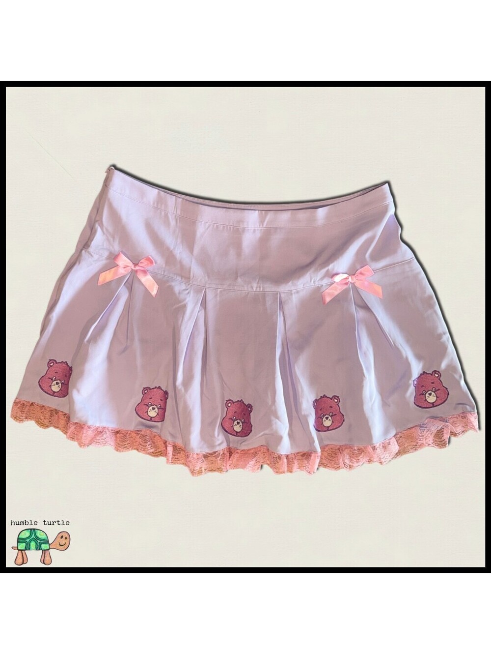 Romwe x Care Bears Embroidered Purple Mini Skirt with Pink Lace and Bows | 2XL